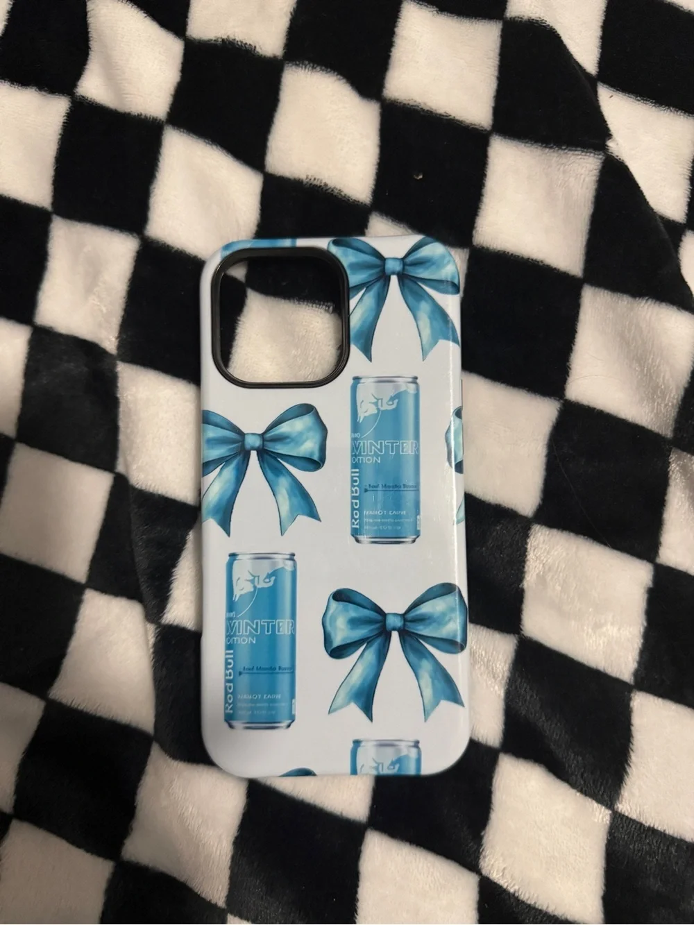 Blue Bow & Can Pattern Phone Case - Unbranded